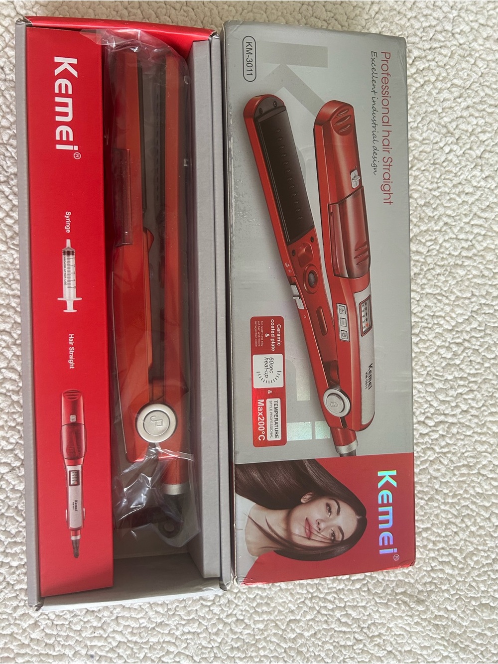 Kemei Red Professional Hair Straightener Flat Iron